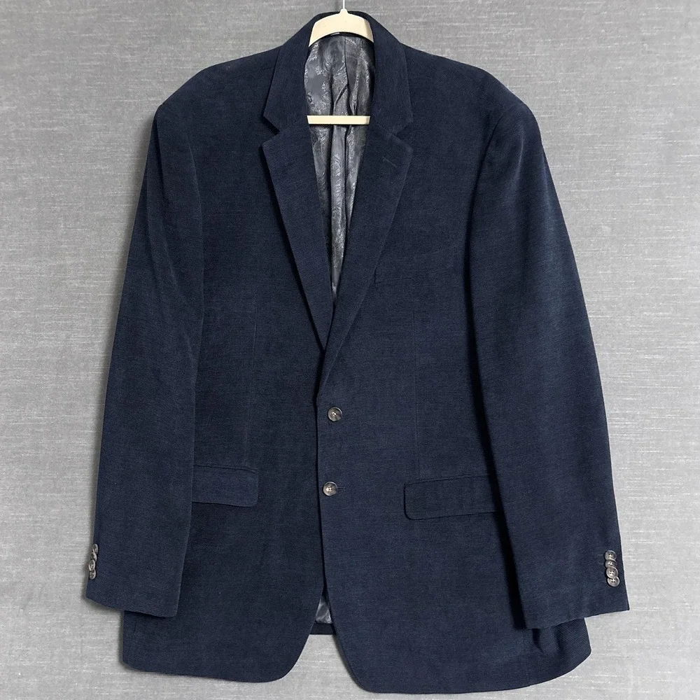Afazzy Sport Coat 46L Navy Blue Corduroy Blazer Jacket Classic Casual‎ Business